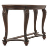 48 Glass Top Halfmoon Carved Sofa Table Brown By Casagear Home BM207227