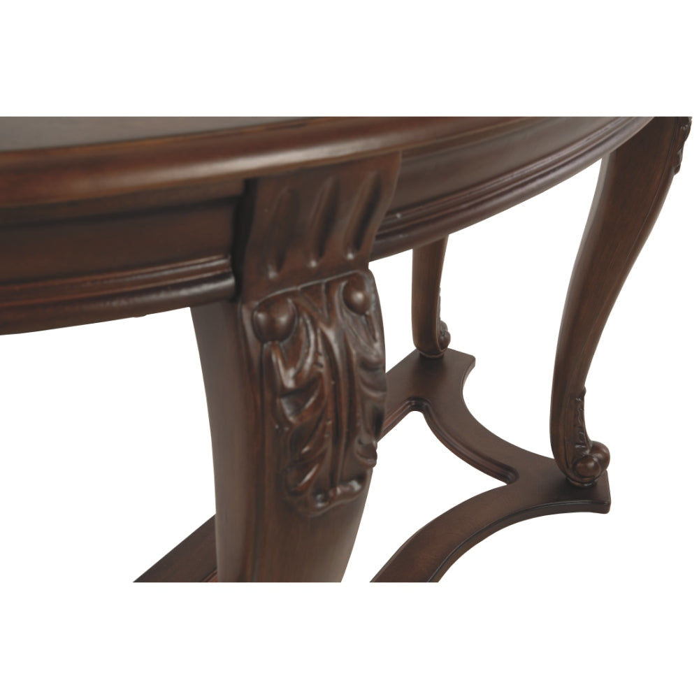 48 Glass Top Halfmoon Carved Sofa Table Brown By Casagear Home BM207227