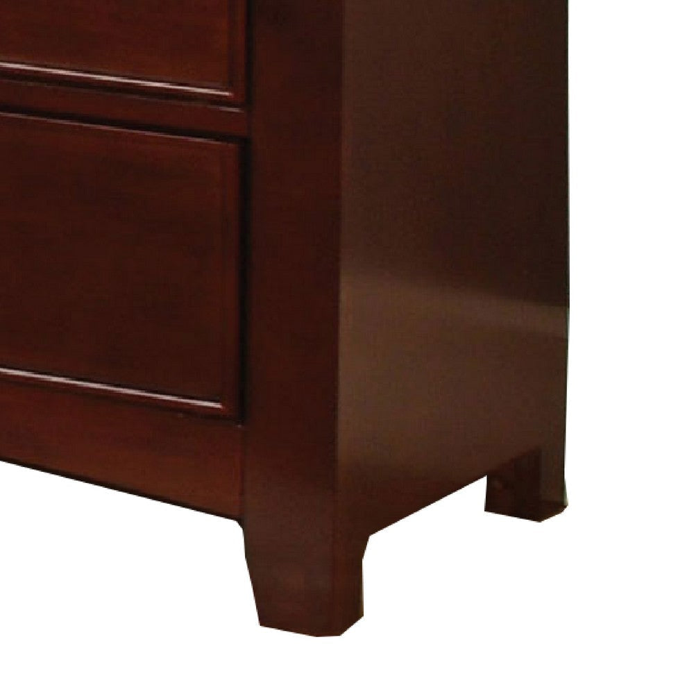 Wooden Dresser with 6 Drawers and Chamfered Legs Cherry Brown By Casagear Home BM207304