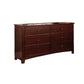 Wooden Dresser with 6 Drawers and Chamfered Legs, Cherry Brown By Casagear Home