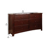 Wooden Dresser with 6 Drawers and Chamfered Legs Cherry Brown By Casagear Home BM207304