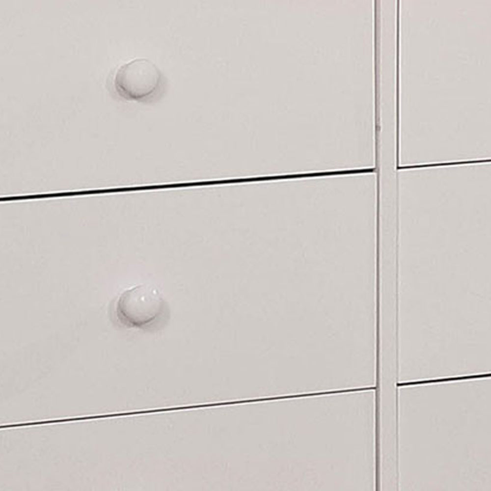 Contemporary Wooden Dresser with 6 Drawers and Round Pull Handles White By Casagear Home BM207308