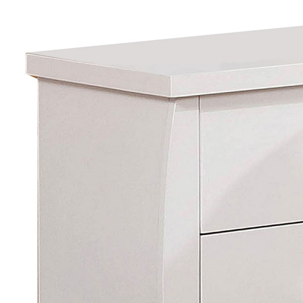 2 Drawer Nightstand with Curved Sides White By Casagear Home BM207309