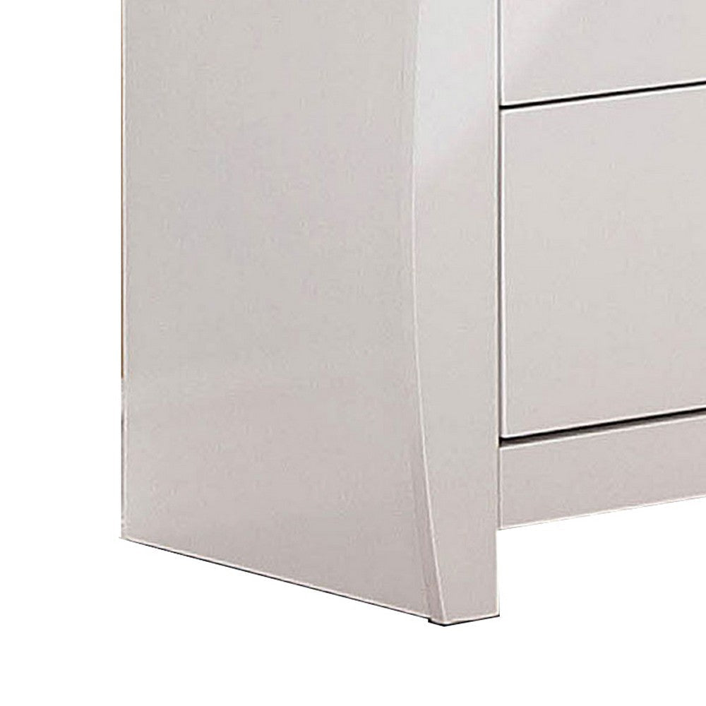 2 Drawer Nightstand with Curved Sides White By Casagear Home BM207309