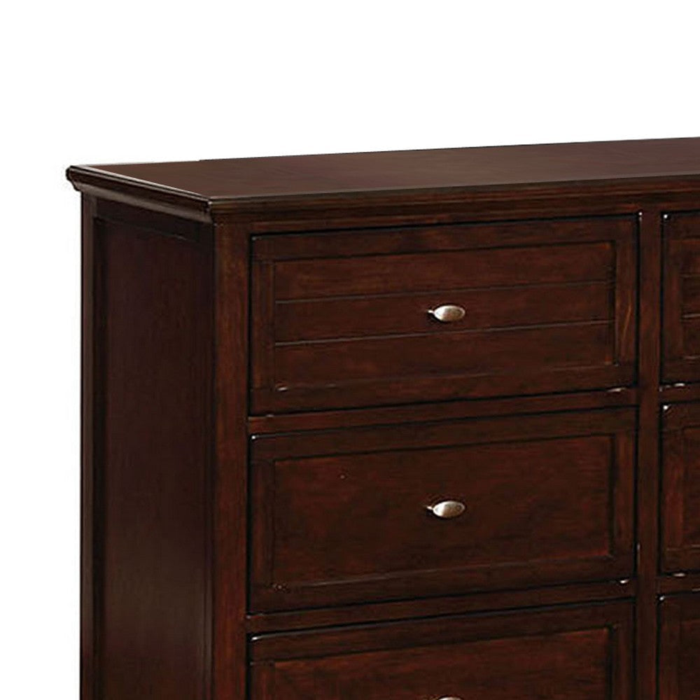 Wooden Dresser with 6 Drawers and Molded Trim Details Cherry Brown By Casagear Home BM207312