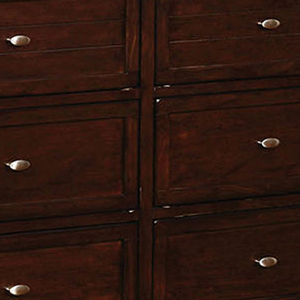 Wooden Dresser with 6 Drawers and Molded Trim Details Cherry Brown By Casagear Home BM207312