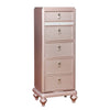 Wooden Frame 5 Drawer Swivel Chest with Mirror Trim, Rose Gold By Casagear Home