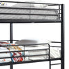 Industrial Style Queen Triple Decker Bunk Bed with Ladder Black By Casagear Home BM207362