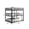 Industrial Style Queen Triple Decker Bunk Bed with Ladder Black By Casagear Home BM207362