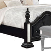 Fabric Upholstered Queen Wooden Bed with Mirror Inserts Black By Casagear Home BM207376