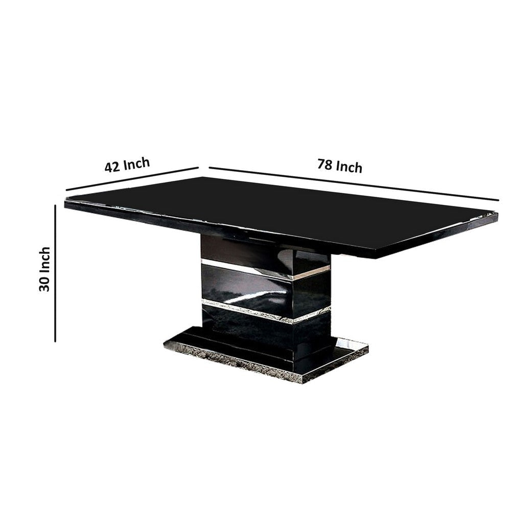 Wood and Metal High Gloss Finish Expandable Dining Table Black and Silver By Casagear Home BM207383