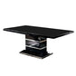 Wood and Metal High Gloss Finish Expandable Dining Table, Black and Silver By Casagear Home