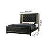 Fabric Upholstered Eastern King Bed with Mirror and LED Trim,Black and Gray By Casagear Home BM207385