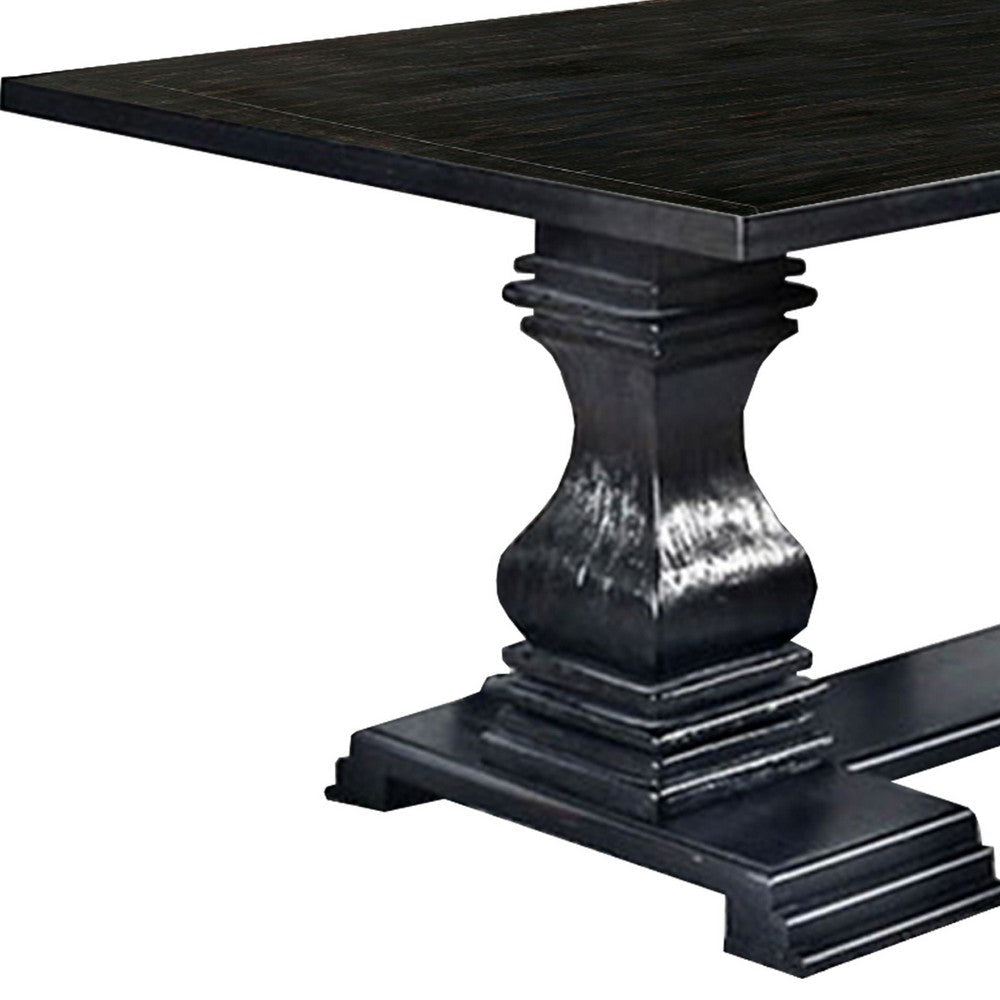 Transitional Style Dining Table with Trestle Base Antique Black By Casagear Home BM207409