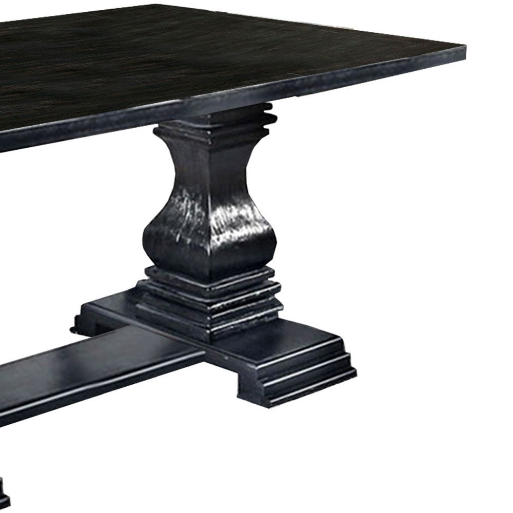 Transitional Style Dining Table with Trestle Base Antique Black By Casagear Home BM207409