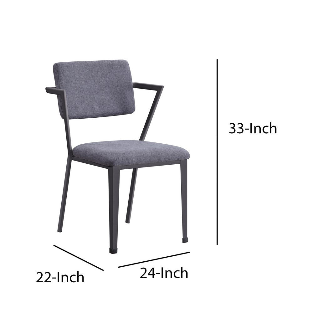 Metal Chair with Fabric Upholstered Seat and Back Gray - BM207438 By Casagear Home BM207438