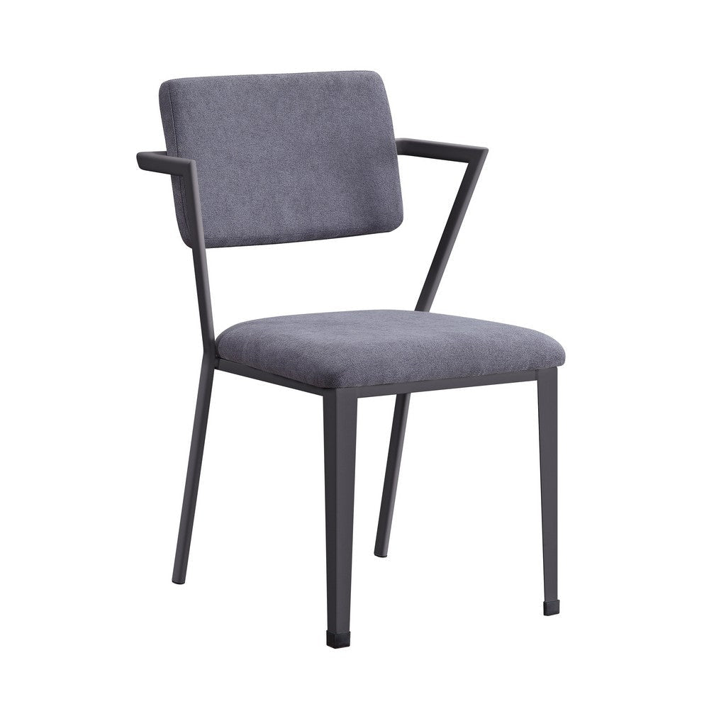 Metal Chair with Fabric Upholstered Seat and Back Gray - BM207438 By Casagear Home BM207438