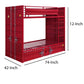 Metal Base Twin Turdle with Slat System and Cremon Bolts Red By Casagear Home BM207444