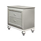 2 Drawer Spacious Nightstand with Mirror Beveled Pulls Silver By Casagear Home BM207486