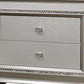 2 Drawer Spacious Nightstand with Mirror Beveled Pulls Silver By Casagear Home BM207486