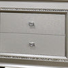 2 Drawer Spacious Nightstand with Mirror Beveled Pulls Silver By Casagear Home BM207486