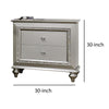 2 Drawer Spacious Nightstand with Mirror Beveled Pulls Silver By Casagear Home BM207486