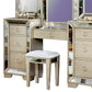 Wooden Vanity Set with Antique Mirror Details and Storage Drawers Silver By Casagear Home BM207552