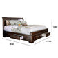 Wooden Queen Size Bed with Spacious Storage Drawers Brown By Casagear Home BM207574