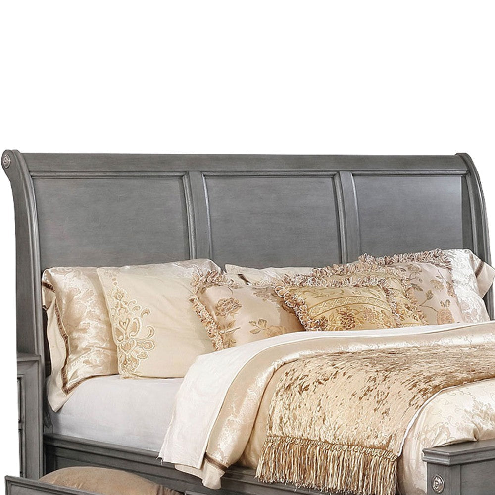 Wooden Queen Size Bed with Spacious Storage Drawers Gray By Casagear Home BM207575