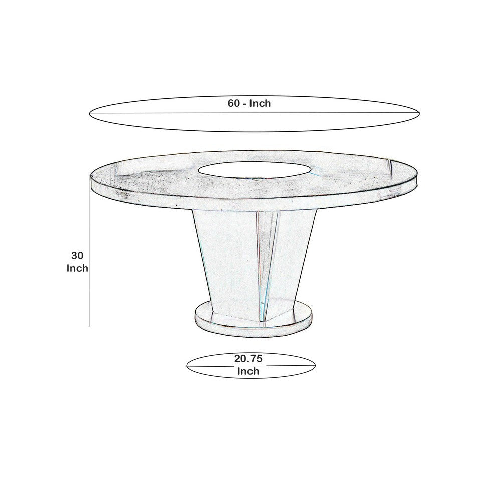 Contemporary Round Wooden Dining Table with Center Mirror Espresso By Casagear Home BM207615