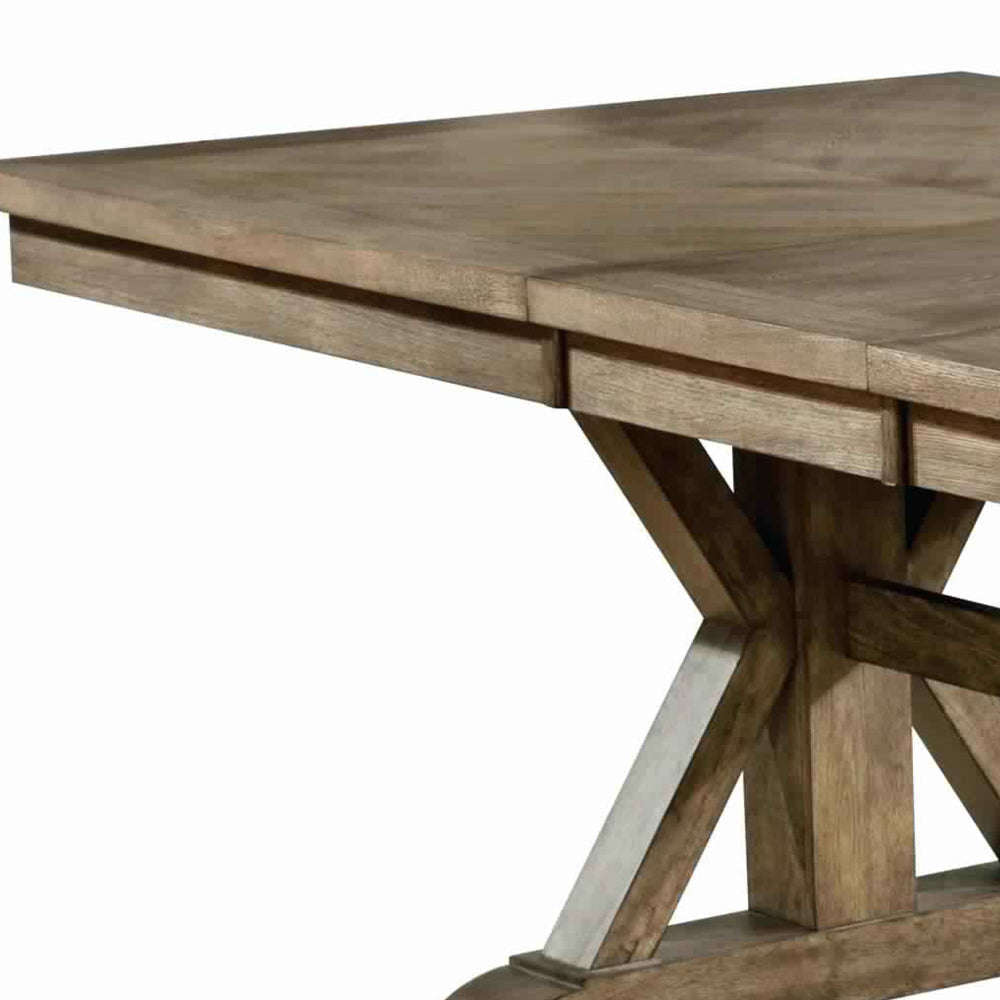 Transitional Style Wooden Dining Table with Trestle Base Brown By Casagear Home BM207662