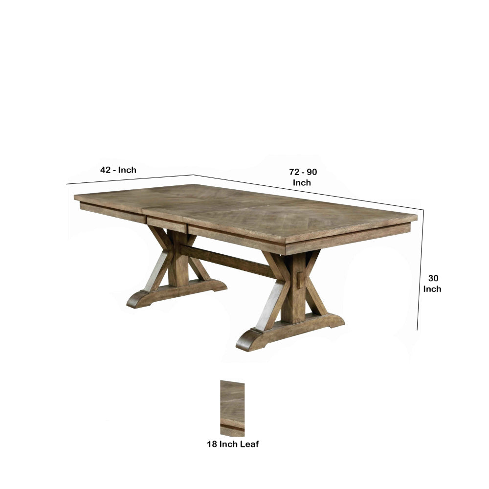 Transitional Style Wooden Dining Table with Trestle Base Brown By Casagear Home BM207662