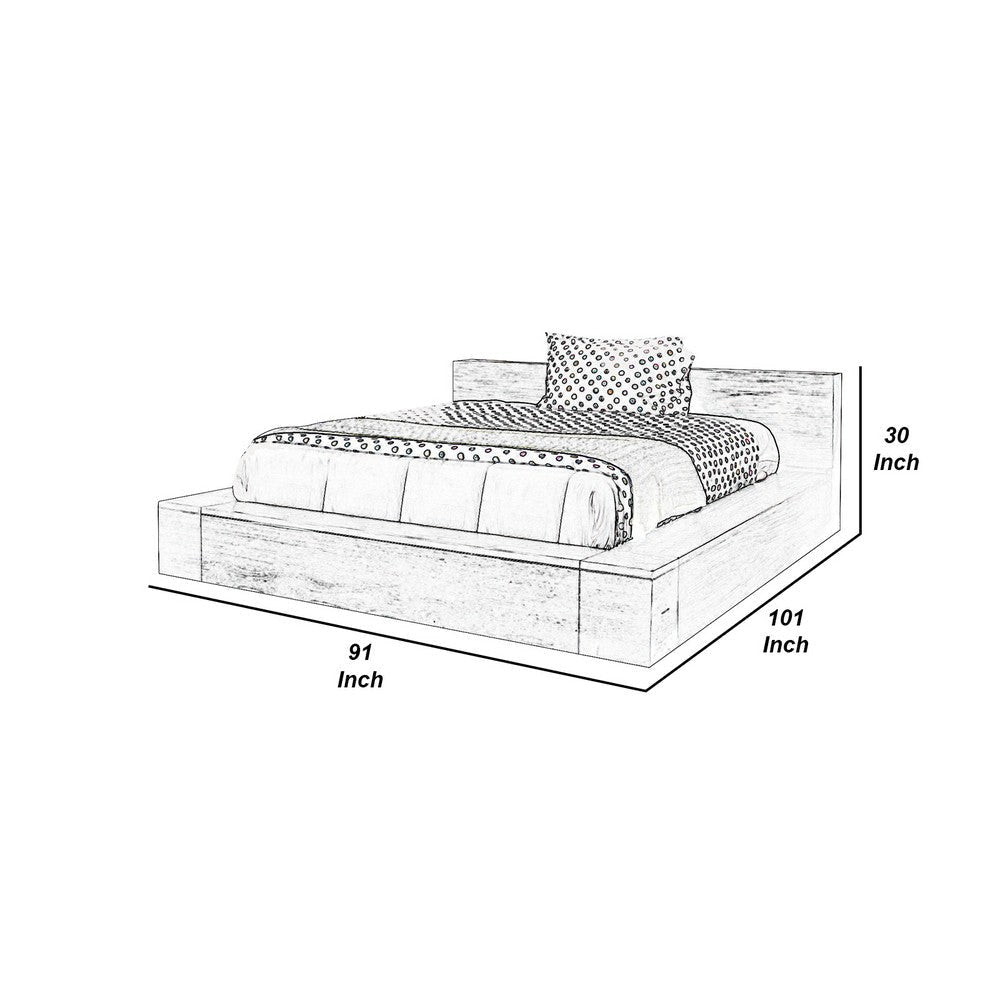 California King Size Bed with 2 Drawers Gray By Casagear Home BM207667