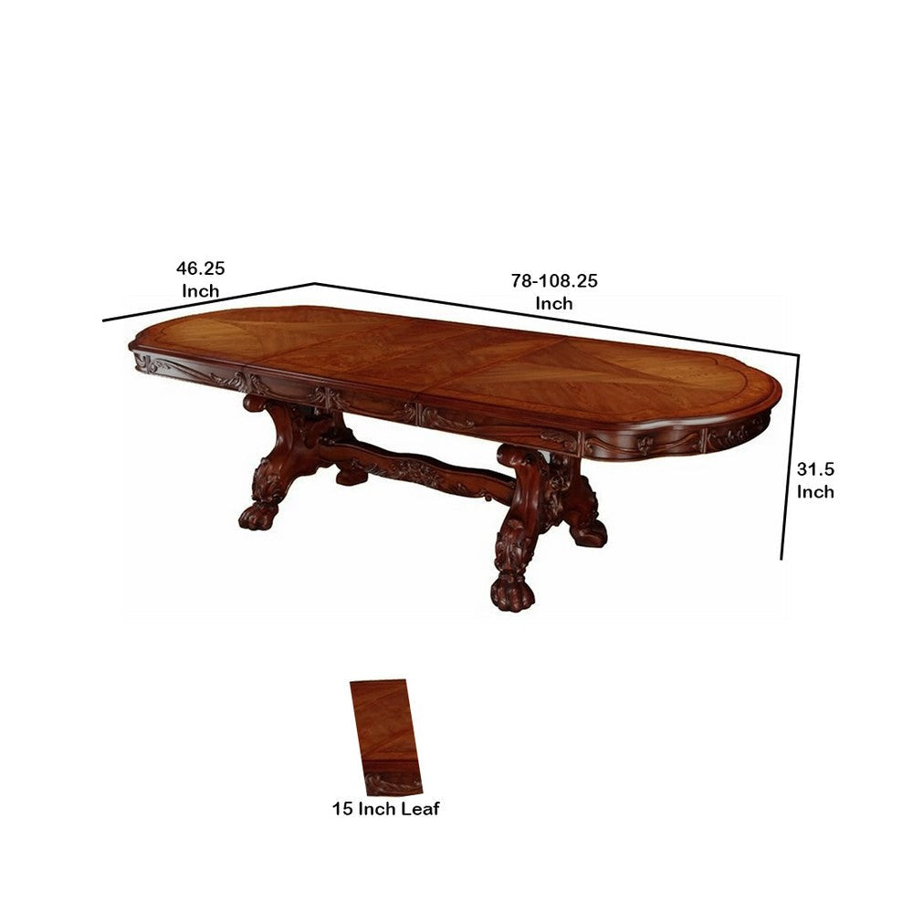 Wooden Dining Table with Lion Claw Feet Large Brown By Casagear Home BM207689