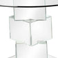 Dining Table with Round Glass Top Silver and Clear By Casagear Home BM207732