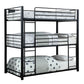 3 Tier Bunk Bed with Attached Ladders, Black By Casagear Home