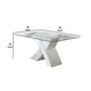 Dining Table with Square Glass Top White and Clear By Casagear Home BM207743