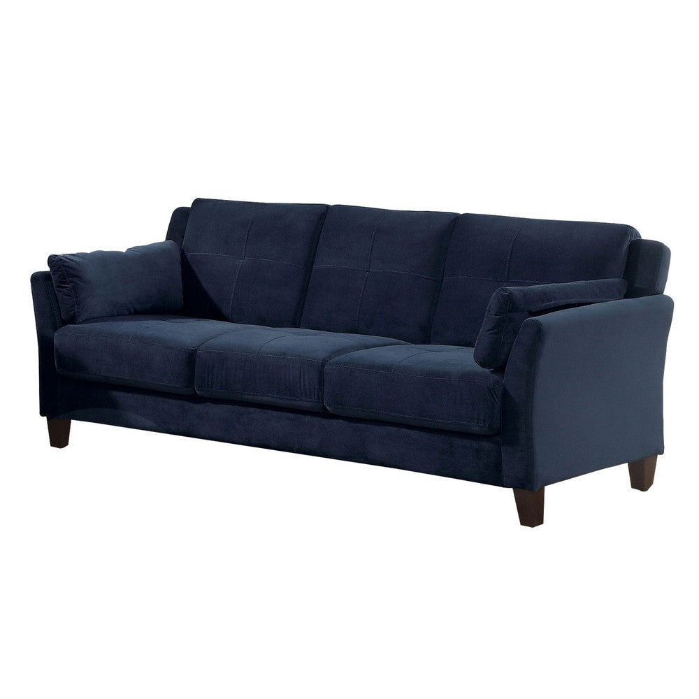 3 Seater Contemporary Sofa with Cushioned Armrests, Blue By Casagear Home