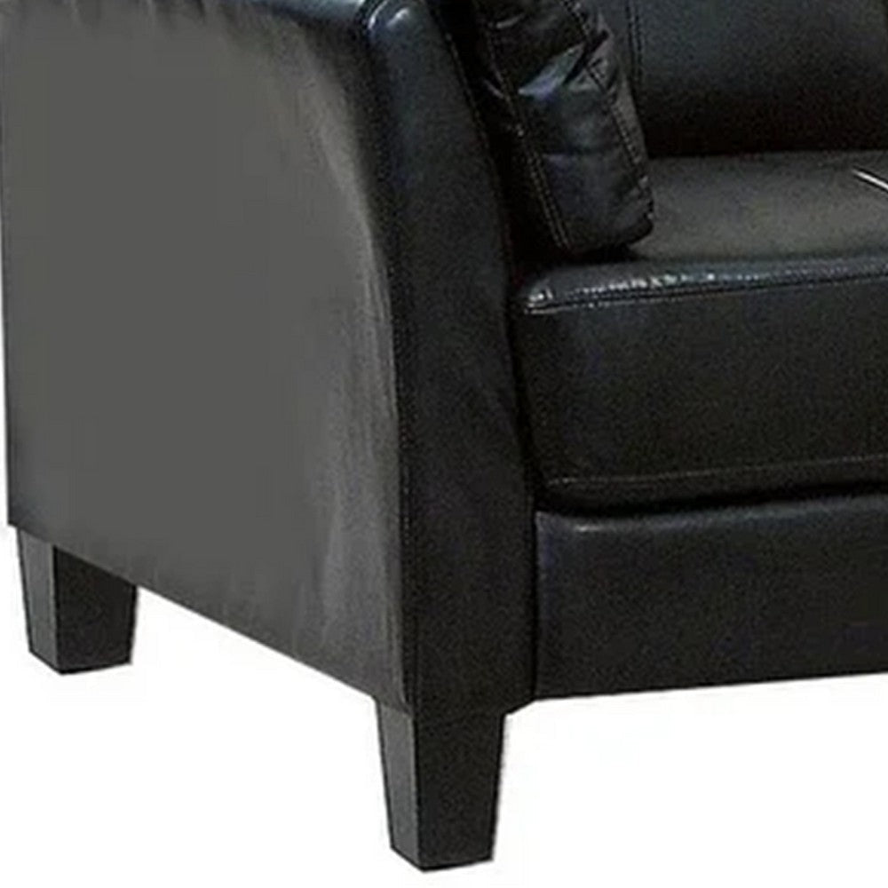 3 Seater Contemporary Sofa with Cushioned Armrests Black By Casagear Home BM207758