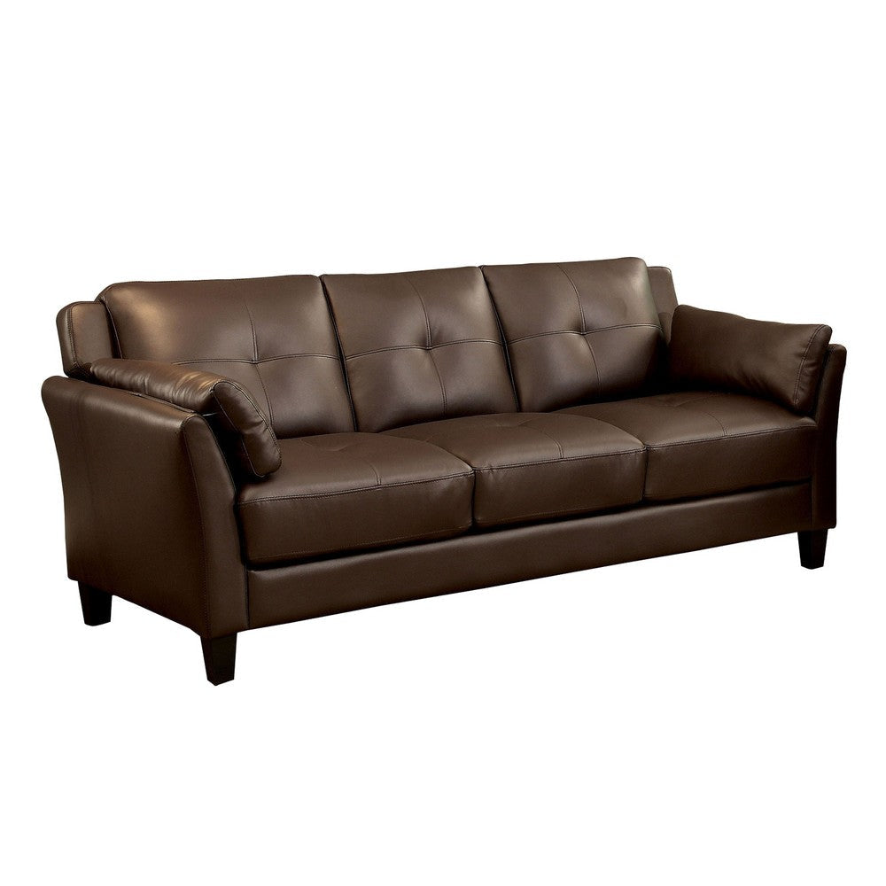 3 Seater Contemporary Sofa with Cushioned Armrests, Brown By Casagear Home