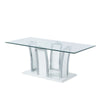 Contemporary Coffee Table with Chrome Trimmed Flared Base, White By Casagear Home