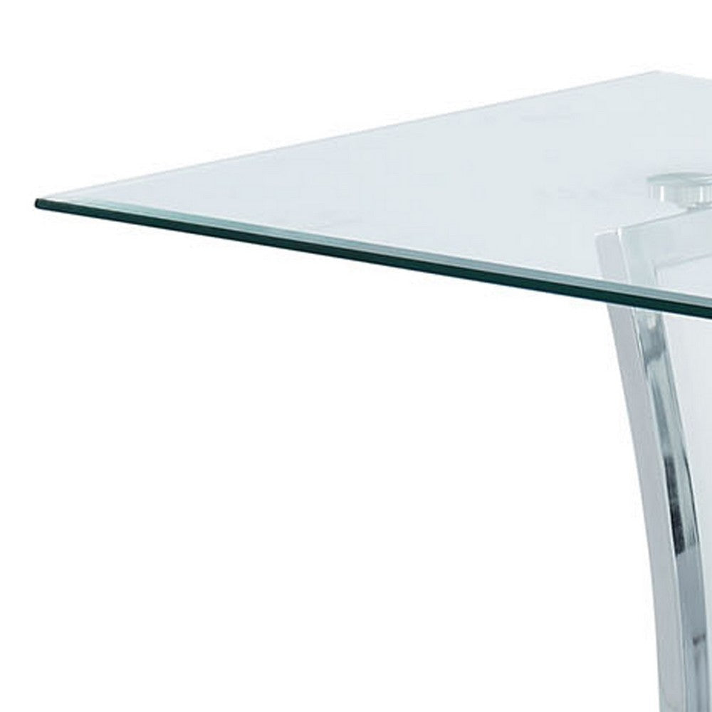 Contemporary Coffee Table with Chrome Trimmed Flared Base White By Casagear Home BM207885