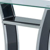 Sofa Table with Chrome Trimmed Curved Sides and Open Bottom Shelf Black By Casagear Home BM207899