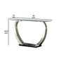 Rectangular Glass Top Sofa Table with Curved Pedestal Base Black and Gray By Casagear Home BM207904