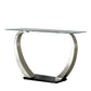 Rectangular Glass Top Sofa Table with Curved Pedestal Base, Black and Gray By Casagear Home