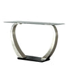 Rectangular Glass Top Sofa Table with Curved Pedestal Base, Black and Gray By Casagear Home