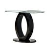 Contemporary Tempered Glass Top Sofa Table with O Shape Base, Black By Casagear Home