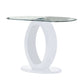 Contemporary Tempered Glass Top Sofa Table with O Shape Base, White By Casagear Home