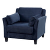 Fabric Upholstered Chair with Curved Arms and Tapered Legs, Blue By Casagear Home