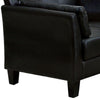 Faux Leather Upholstered Chair with Curved Arms and Stitching Details,Black By Casagear Home BM207933